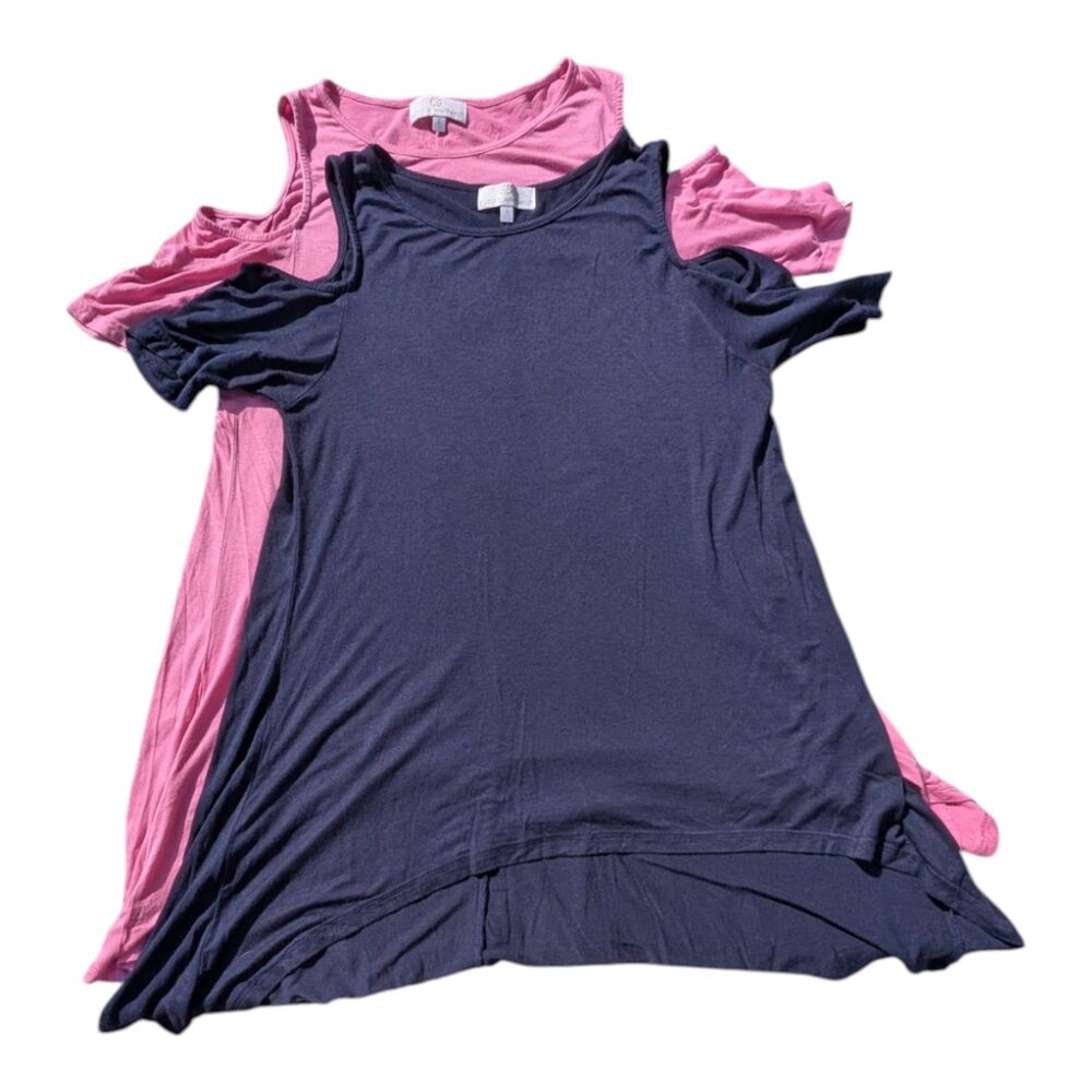 Simply Southern Cold Shoulder  Shirt Size Small Lot Of 2 Pink & Navy